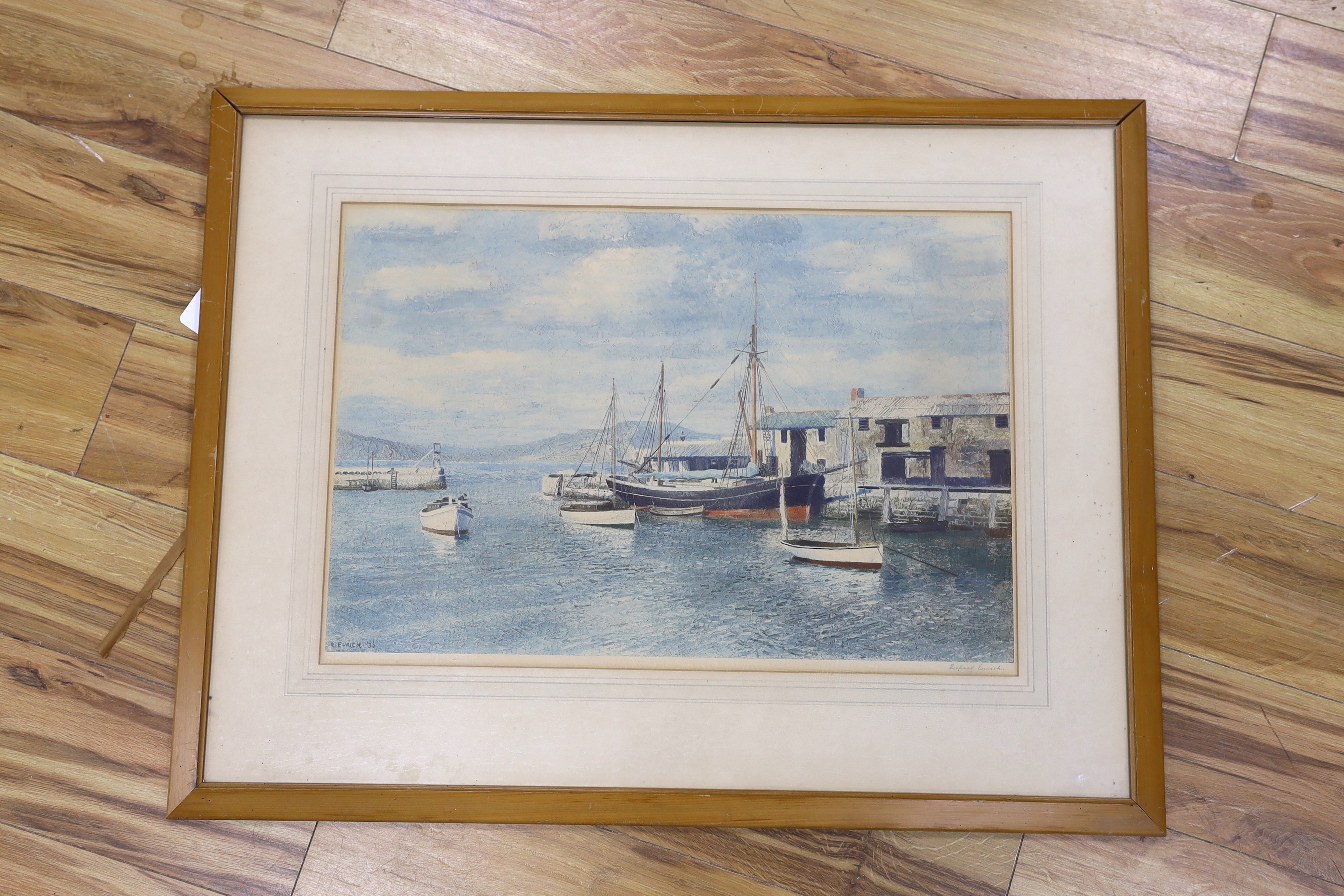 After Richard Eurich (1903-1992), colour lithograph, 'The Mary Eliza, Lyme Regis', signed in pencil, 44 x 64cm